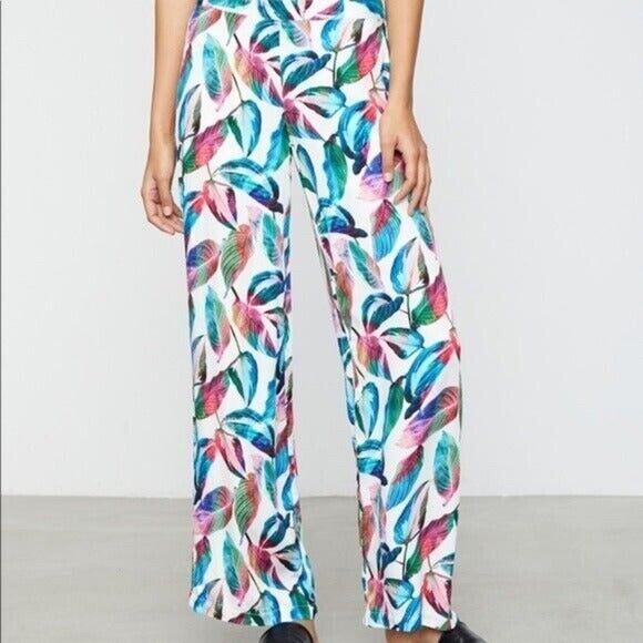 Onia Pants - ONIA Pants Women Extra Small White Leaf Mila Cover Up Resort Beach Tropical Boho